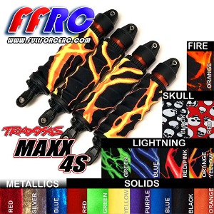 하비몬[#MAX018LORG] [4개입] Traxxas 1/10 Maxx Shock Boots (Lightning Orange/Yellow)[상품코드]FULL FORCE RC