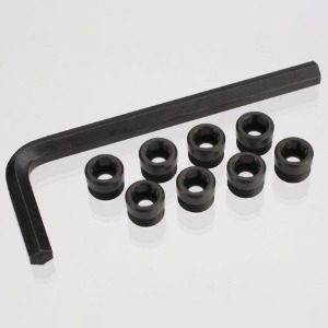 하비몬[#AX7033X] Aluminum Caps, Pivot Ball (Threaded Aluminum, Hard-Anodized With PTFE-Coating) (8)/ Hex Wrench, 5mm[상품코드]TRAXXAS