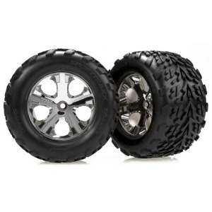 하비몬[#AX3668] Tires &amp; Wheels, Assembled, Glued (2.8&quot;) (All-Star Chrome Wheels, Talon Tires, Foam Inserts) (2Wd Electric Rear) (2)[상품코드]TRAXXAS
