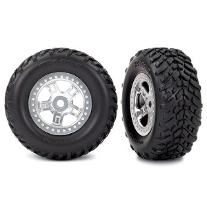 하비몬[#AX7073] Tires And Wheels, Assembled, Glued (Sct Satin Chrome Wheels, Sct Off-Road Racing Tires, Foam Inserts) (1 Each, Right &amp; Left)[상품코드]TRAXXAS