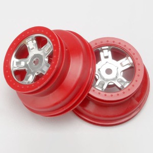 하비몬[#AX7072A] Wheels, Sct Satin Chrome, Red Beadlock Style, Dual Profile (1.8&quot; Inner, 1.4&quot; Outer) (2)[상품코드]TRAXXAS