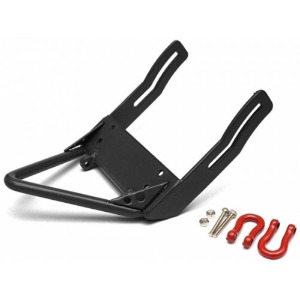 하비몬[#BRQ90285ABK] Steel Front Stinger Bumper w/ Red Towing Hooks Black for SCX10[상품코드]BOOM RACING