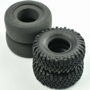 하비몬[#97400329] [2개입] 1.9&quot; Black Rock Tires (Standard Rubber) w/2-Stage Inserts (크기 115 x 45mm)[상품코드]CROSS-RC