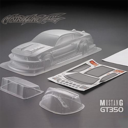 하비몬[#PC201012] 1/10 Ford Mustang GT350 Body Shell w/Light Bucket, Wing, Decal, Window Masks (Clear｜미도색)[상품코드]MATRIXLINE