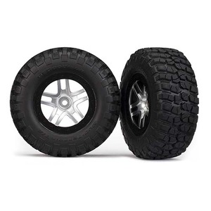 하비몬[#AX6873] Tires &amp; Wheels, Assembled, Glued (SCT Split-Spoke Satin Chrome, Black Beadlock Style Wheels, BFGoodrich® Mud-Terrain™ T/A® KM2 Tires, Foam Inserts) (2) (4WD F/R, 2WD Rear) (TSM Rated)[상품코드]TRAXXAS