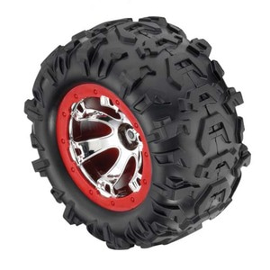 하비몬[#AX7272] Tires and Wheels Assembled Glued (Geode Chrome Red Beadlock Style Wheels Canyon AT Tires Foam Inserts) (1 Left 1 Right)[상품코드]TRAXXAS