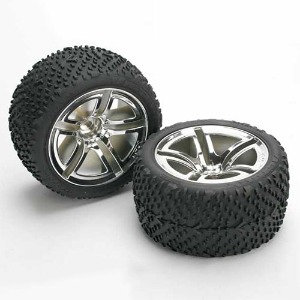 하비몬[#AX5573] Tires &amp; Wheels, Assembled, Glued (Twin-Spoke Wheels, Victory Tires, Foam Inserts) (Nitro Rear) (2)[상품코드]TRAXXAS