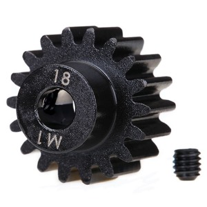 하비몬[#AX6491R] Gear, 18-T Pinion (Machined) (1.0 Metric Pitch) (Fits 5mm Shaft)/ Set Screw (Compatible With Steel Spur Gears)[상품코드]TRAXXAS