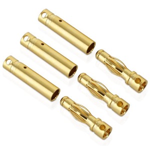하비몬[BM0074] (3쌍입+수축튜브｜모터 커넥터) 3mm Gold Bullet Connectors w/Heat Shrink Tubing (길이 수10+3mm｜암14mm)[상품코드]BEST-RCMODEL