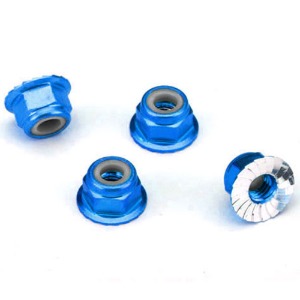 하비몬[#AX1747R] Nuts Aluminum Flanged Serrated (4mm) (Blue-Anodized) (4)[상품코드]TRAXXAS