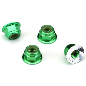 하비몬[#AX1747G] Green-Anodized Aluminum 4mm Flanged, Serrated Lock Nuts (4)[상품코드]TRAXXAS