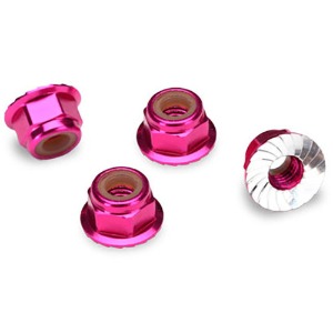 하비몬[#AX1747P] Pink-Anodized Aluminum 4mm Flanged, Serrated Lock Nuts (4)[상품코드]TRAXXAS