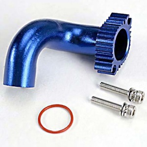 하비몬[#AX5287] Header, Blue-Anodized Aluminum (For Rear Exhaust Engines Only) (Trx® 2.5, 2.5R, 3.3) (NITRO)[상품코드]TRAXXAS