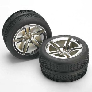 하비몬[#AX5575] Tires &amp; Wheels, Assembled, Glued (Twin-Spoke Wheels, Victory Tires, Foam Inserts) (Nitro Front) (2) (NITRO)[상품코드]TRAXXAS