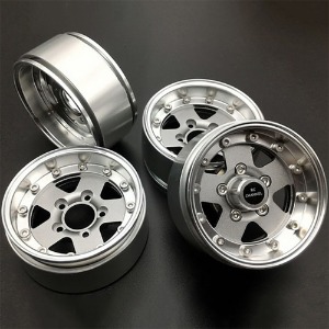 하비몬[RCC-WA61950] (4개입) 1.9&quot; +5mm Offset Beadlock Aluminum Wheel Set w/12mm Hex (Titanium Silver)[상품코드]RC CHANNEL