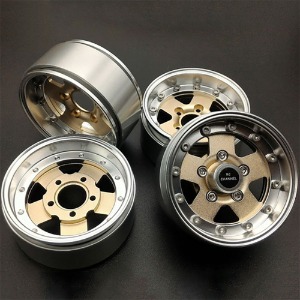 하비몬[RCC-WA61955] (4개입) 1.9&quot; +5mm Offset Beadlock Aluminum Wheel Set w/12mm Hex (Gold)[상품코드]RC CHANNEL