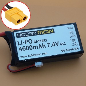 하비몬[BM0320-XT60] [소프트 케이스] 4600mAh 7.4V 2S 45C Soft Case LiPo Battery w/XT60 Connector (록하비 FJ40, 마시간) (크기 92 x 45 x 23mm)[상품코드]HOBBYMON