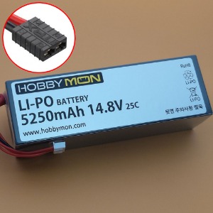 하비몬[BM0322-TRX] (3셀 크기 4셀 리포 배터리｜하드케이스) 5250mAh 14.8V 4S 25C Hard Case LiPo Battery w/TRX Connector (크기 139 x 48 x 39mm)[상품코드]HOBBYMON