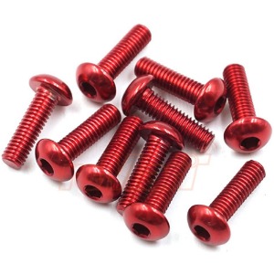 하비몬[AHP-310RD] (10개입) M3x10mm Aluminum 7075 Hex Socket Button Head Screws (Red)[상품코드]YEAH RACING